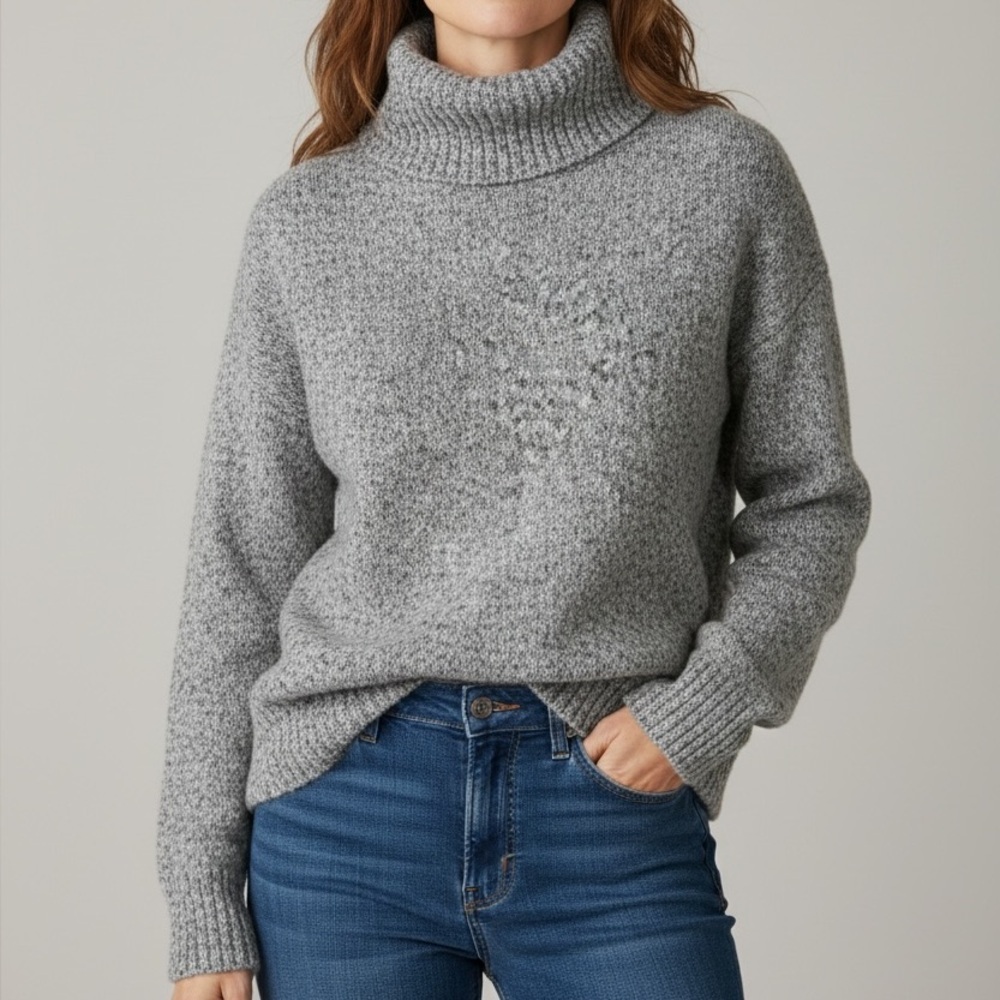 Old Navy Women’s Grey Turtleneck Sweater Oversized XS